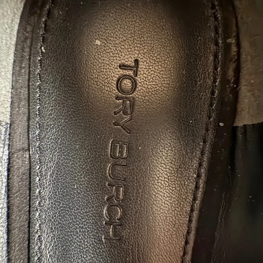$258 NWB TORY BURCH Georgia Blk Suede Leather‎ Square Toe Ballet Flats SZ 5.5